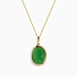 Necklaces & Pendants|Effy Jewelry 14K Yellow Gold Jade and Diamond Pendant