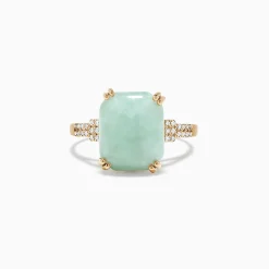 Rings|Effy Jewelry 14K Yellow Gold Jade and Diamond Ring, 6.81 TCW
