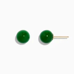 Earrings|Effy Jewelry 14K Yellow Gold Jade Stud Earrings, 18.70 TW