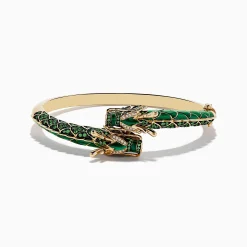 Bracelets|Effy Jewelry 14K Yellow Gold Malachite, Tsavorite and Diamond Dragon Bangle