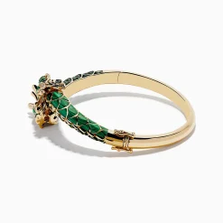 Bracelets|Effy Jewelry 14K Yellow Gold Malachite, Tsavorite and Diamond Dragon Bangle