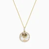 Necklaces & Pendants|BH Multi 14K Yellow Gold Mother of Pearl and Diamond Palm Tree Pendant, 0.18 TW
