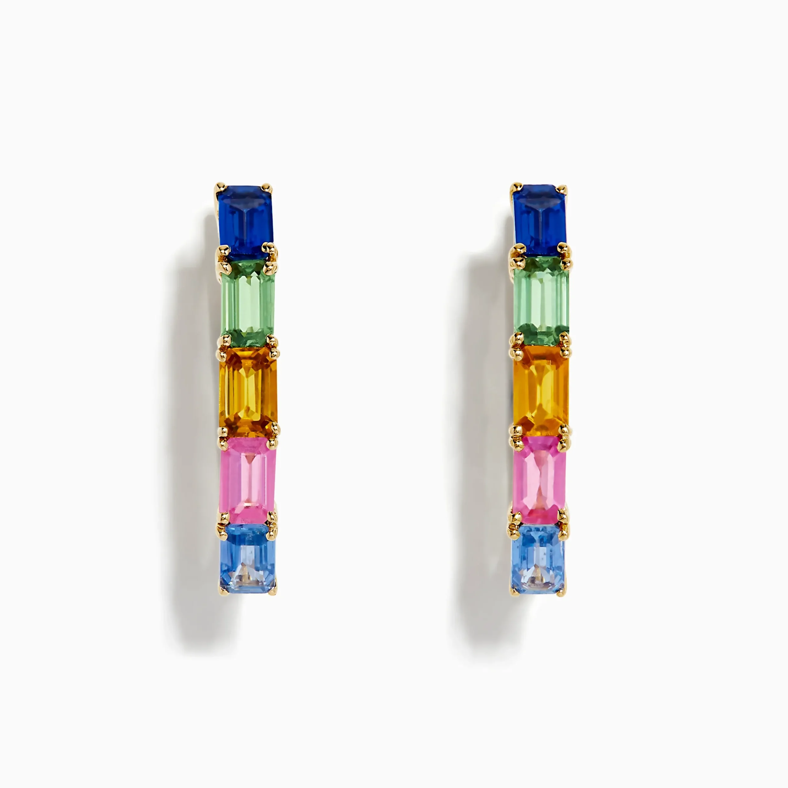 Earrings|Effy Jewelry 14K Yellow Gold Multi Color Sapphire Huggie Earrings