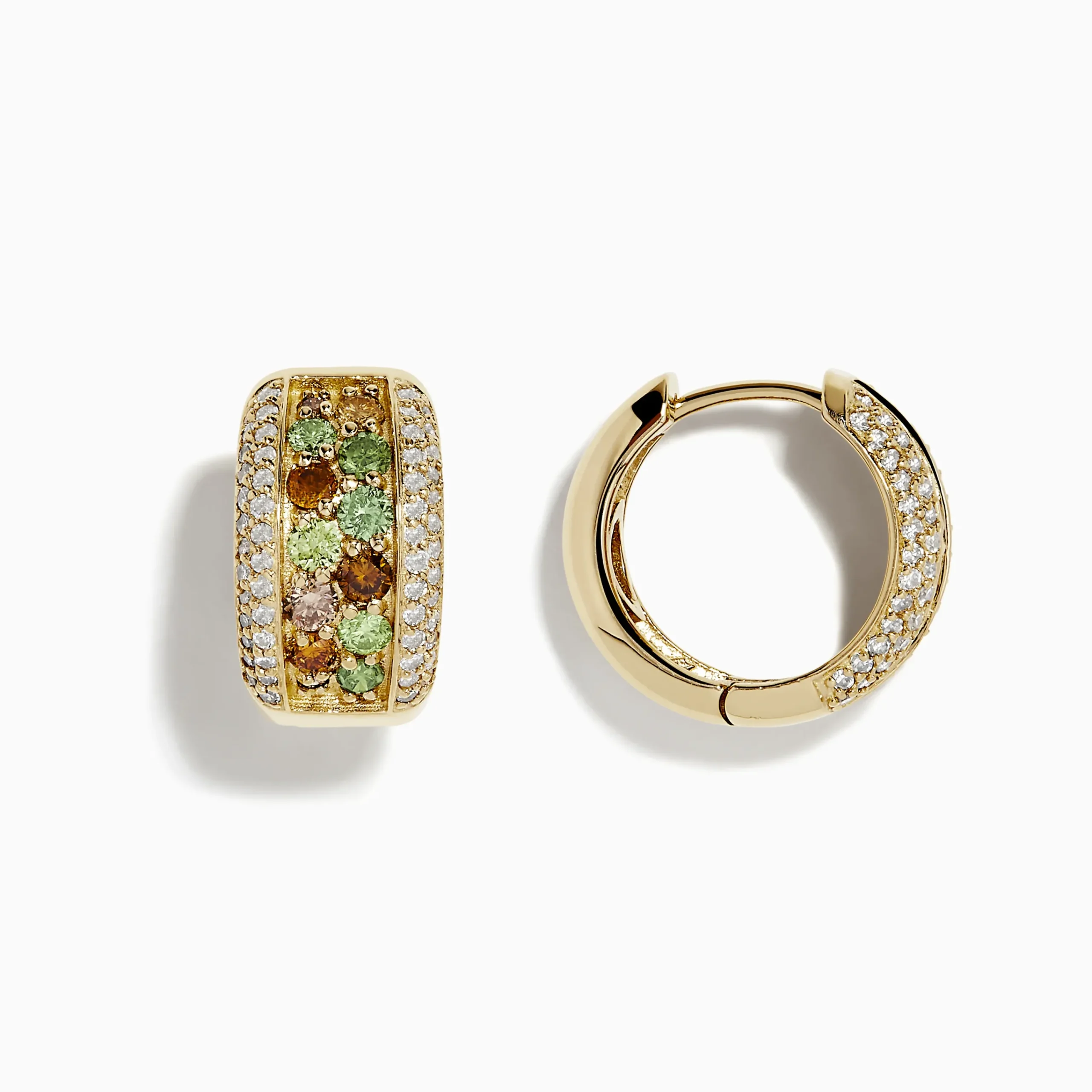Earrings|Effy Jewelry 14k Yellow Gold Multi Color Diamond Huggie Earrings