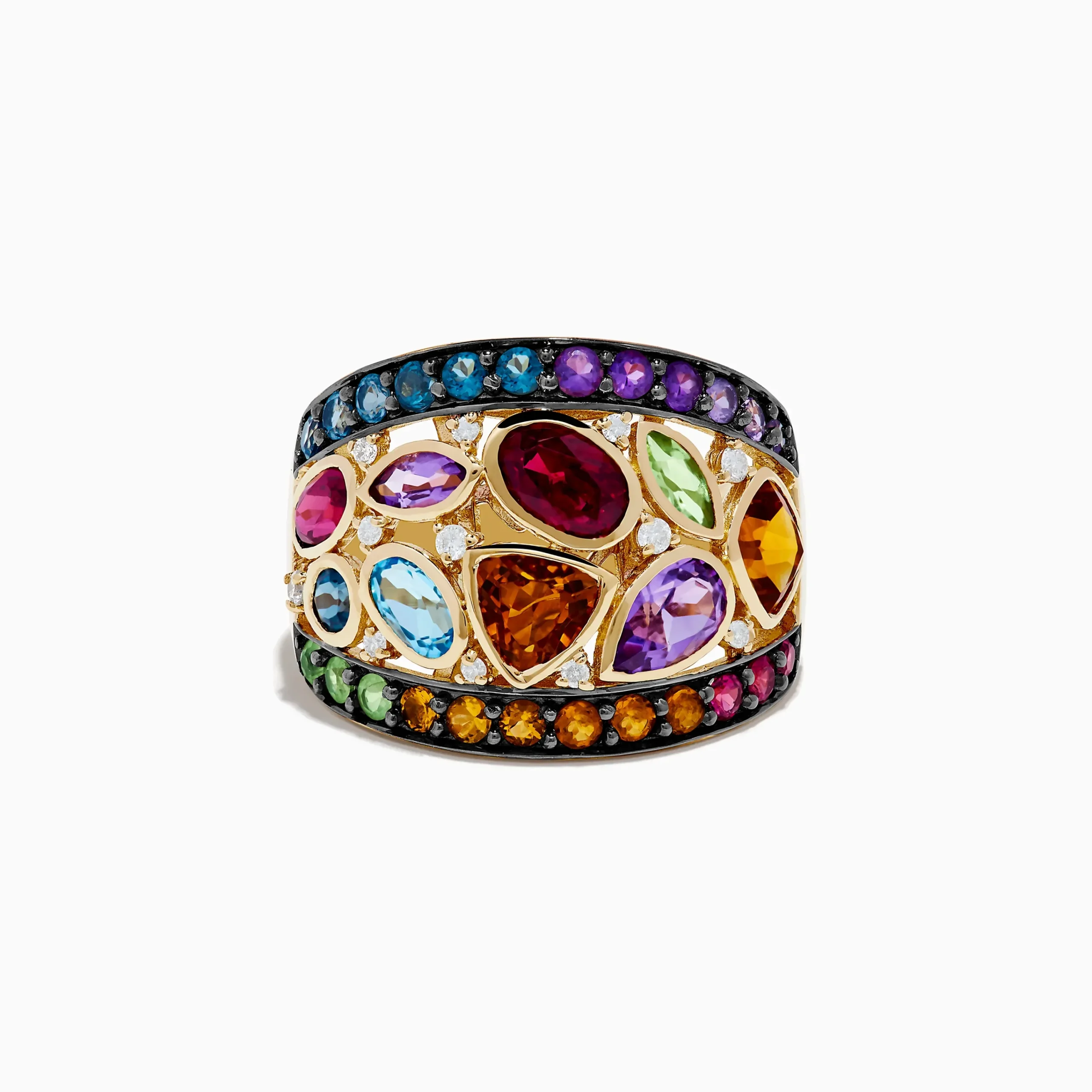 Rings|Effy Jewelry 14K Yellow Gold Multi Color Gemstone and Diamond Ring