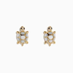 Earrings|Effy Jewelry 14K Yellow Gold Multi Diamond and Mother of Pearl Turtle Stud Earrings