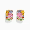 Earrings|BH Multi 14K Yellow Gold Multi Sapphire Flower Earrings, 7.31 TCW
