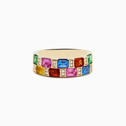 Rings|Effy Jewelry 14K Yellow Gold Multi Sapphire and Diamond Ring