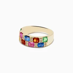 Rings|Effy Jewelry 14K Yellow Gold Multi Sapphire and Diamond Ring
