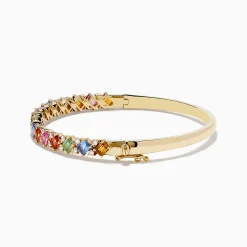 Bracelets|Effy Jewelry 14K Yellow Gold Multi Sapphire and Diamond Bangle
