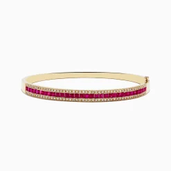 Bracelets|Effy Jewelry 14K Yellow Gold Natural Ruby and Diamond Bangle, 3.60 TCW