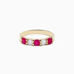 Rings|Effy Jewelry 14K Yellow Gold Natural Ruby and Diamond Band, 1.08 TCW