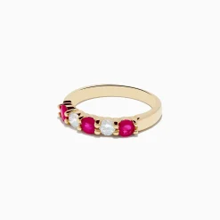 Rings|Effy Jewelry 14K Yellow Gold Natural Ruby and Diamond Band, 1.08 TCW