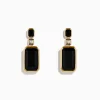 Earrings|Effy Jewelry 14K Yellow Gold Onyx and Diamond Bezel Drop Earrings