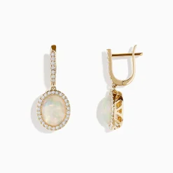 Earrings|Effy Jewelry 14K Yellow Gold Opal and Diamond Drop Earrings