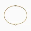 Bracelets|Effy Jewelry 14K Yellow Gold Open Heart Solid Glitter Chain Ankle Bracelet 10"