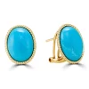 Earrings|Effy Jewelry 14K Yellow Gold Oval Turquoise Earrings, 13.40 TCW