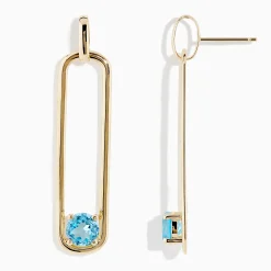 Earrings|Richline Group 14K Yellow Gold Paperclip Blue Topaz Drop Earrings
