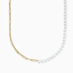 Necklaces & Pendants|BH Multi 14K Yellow Gold Paperclip Cultured Fresh Water Pearl Necklace