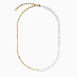 Necklaces & Pendants|BH Multi 14K Yellow Gold Paperclip Cultured Fresh Water Pearl Necklace