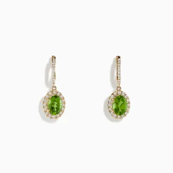 Earrings|BH Multi 14K Yellow Gold Peridot and Diamond Earrings