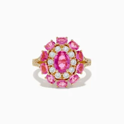Rings|Effy Jewelry 14K Yellow Gold Pink Sapphire and Diamond Ring
