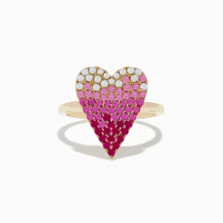 Rings|Effy Jewelry 14K Yellow Gold Pink Sapphire u0026 Diamond Heart Ring