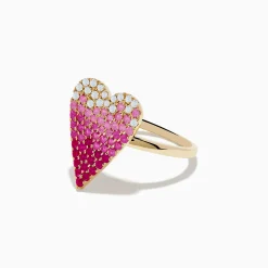 Rings|Effy Jewelry 14K Yellow Gold Pink Sapphire u0026 Diamond Heart Ring