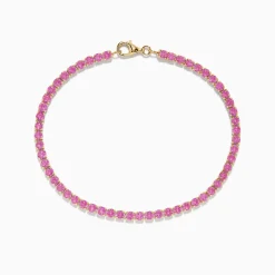 Bracelets|Effy Jewelry 14K Yellow Gold Pink Sapphire Tennis Bracelet