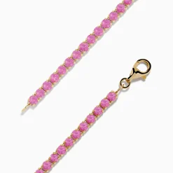 Bracelets|Effy Jewelry 14K Yellow Gold Pink Sapphire Tennis Bracelet