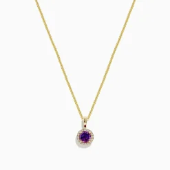 Necklaces & Pendants|BH Multi 14K Yellow Gold Purple Amethyst and Diamond Pendant, 0.61 TCW