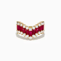 Rings|Effy Jewelry 14K Yellow Gold Ruby and Diamond Chevron Ring