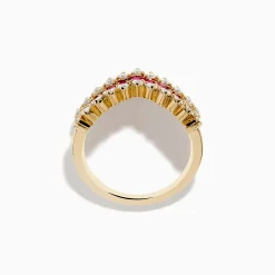 Rings|Effy Jewelry 14K Yellow Gold Ruby and Diamond Chevron Ring