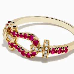 Rings|Effy Jewelry 14K Yellow Gold Ruby and Diamond Horseshoe Ring