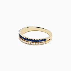 Rings|Effy Jewelry 14K Yellow Gold Sapphire and Diamond Stacked Band Ring