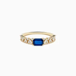 Rings|Effy Jewelry 14K Yellow Gold Sapphire and Diamond Ring