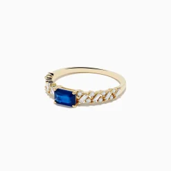 Rings|Effy Jewelry 14K Yellow Gold Sapphire and Diamond Ring