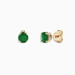 Earrings|Effy Jewelry 14K Yellow Gold Solitaire Round Emerald Stud Earrings, 1.62 TCW