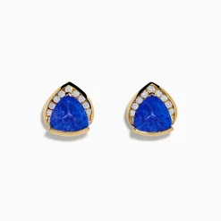 Earrings|Effy Jewelry 14K Yellow Gold Tanzanite and Diamond Earrings