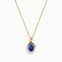 Necklaces & Pendants|Effy Jewelry 14K Yellow Gold Tanzanite Faux-Triple Bezel Pendant