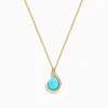 Necklaces & Pendants|Effy Jewelry 14K Yellow Gold Turquoise and Diamond Pendant