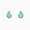 Earrings|Effy Jewelry 14K Yellow Gold Turquoise and Diamond Earrings