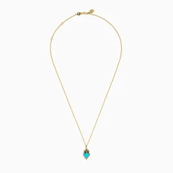 Necklaces & Pendants|Effy Jewelry 14K Yellow Gold Turquoise and Black Diamond Owl Pendant