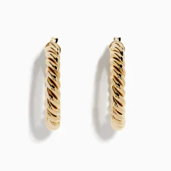 Earrings|Effy Jewelry 14K Yellow Gold Twisted Tube Hoops