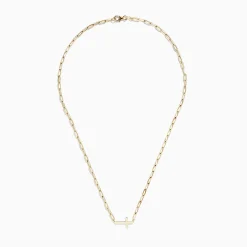 Necklaces & Pendants|Richline Group 14K Yellow Gold West-East Cross Paperclip Chain Necklace 17"