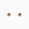 Earrings|Effy Jewelry 14K Yellow Gold White and Espresso Diamond Stud Earrings
