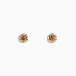 Earrings|Effy Jewelry 14K Yellow Gold White and Espresso Diamond Stud Earrings