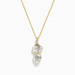 Necklaces & Pendants|Effy Jewelry 14K Yellow Gold White Topaz and Diamond Pendant
