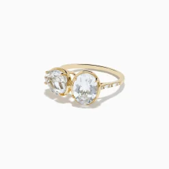 Rings|Effy Jewelry 14K Yellow Gold White Topaz and Diamond Ring