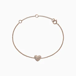 Bracelets|Effy Jewelry Kidz 14K Rose Gold Diamond Heart Bracelet, 0.14 TCW